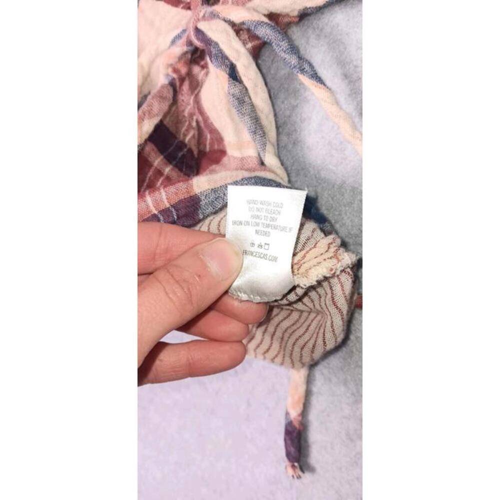 Blue Rain Anthropologie 3/4 Sleeve Wrap Shirt Womens Size XS Brown And Red Plaid - Picture 10 of 11